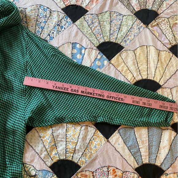 VINTAGE Dress MODA INTL Green Black Checkered Plaid Pencil Bottom Roomy Top 8 - Picture 12 of 16